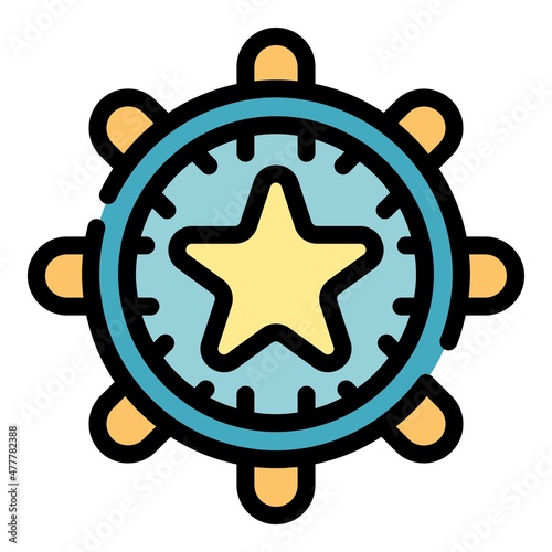 Self-esteem star wheel icon. Outline self-esteem star wheel vector icon color flat isolated