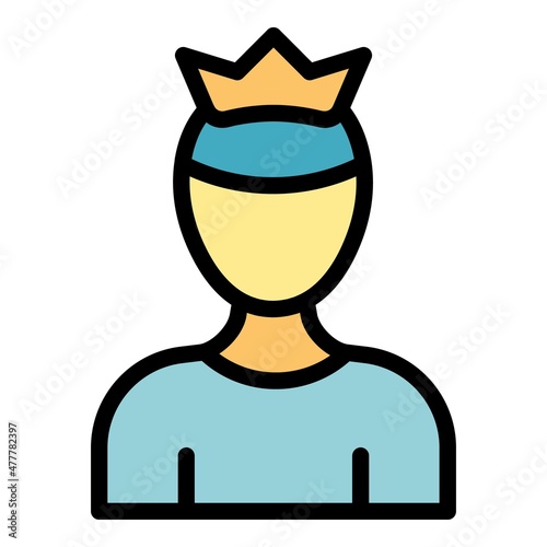 Self-esteem crown icon. Outline self-esteem crown vector icon color flat isolated