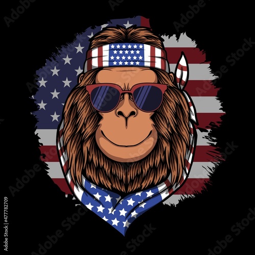 Bigfoot accessories america vector illustration 