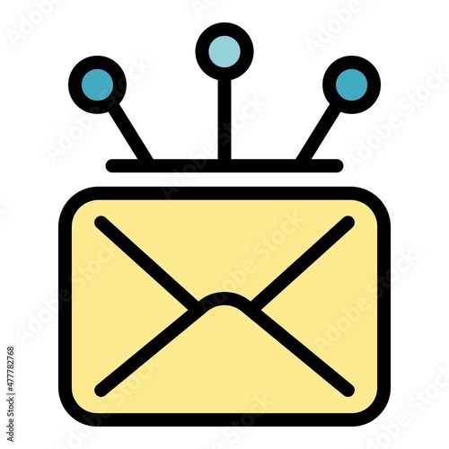 Campaign envelope icon. Outline campaign envelope vector icon color flat isolated