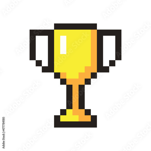 Pixel art golden cup award trophy icon