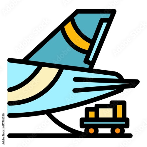 Boarding plane icon. Outline boarding plane vector icon color flat isolated