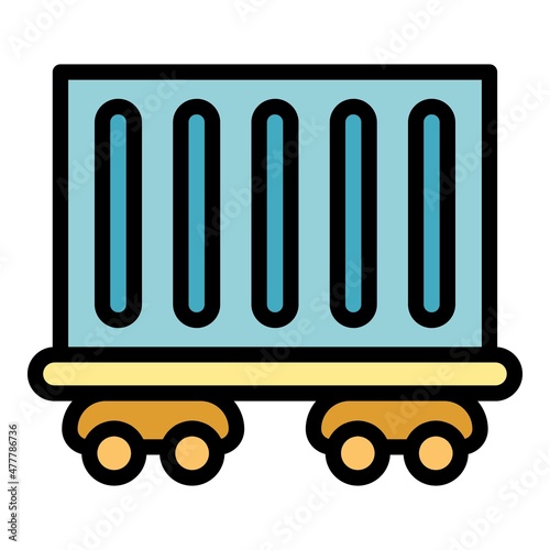 Railcar icon. Outline railcar vector icon color flat isolated