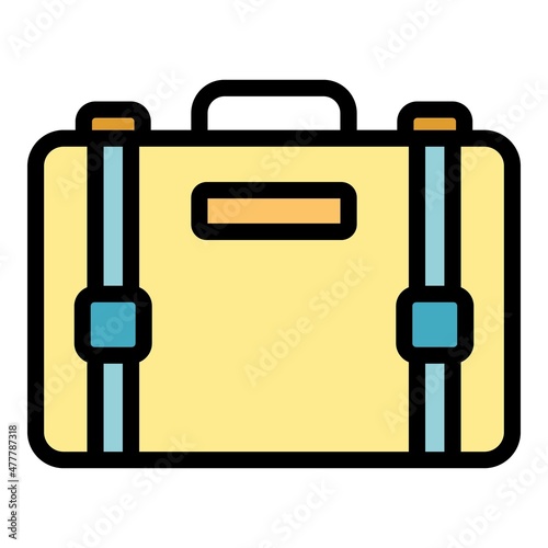 Airport suitcase icon. Outline airport suitcase vector icon color flat isolated