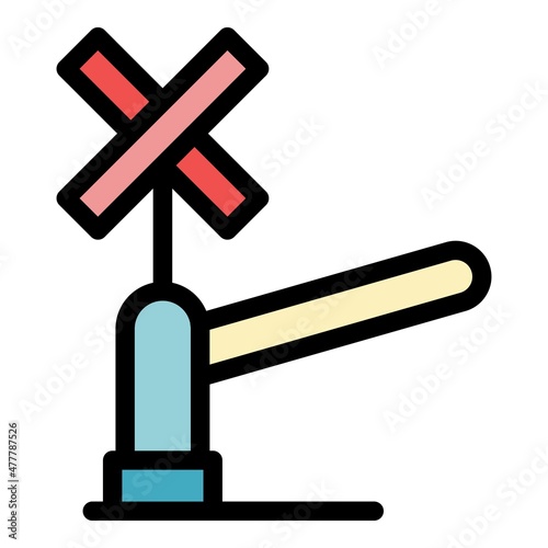 Crossing railroad icon. Outline crossing railroad vector icon color flat isolated