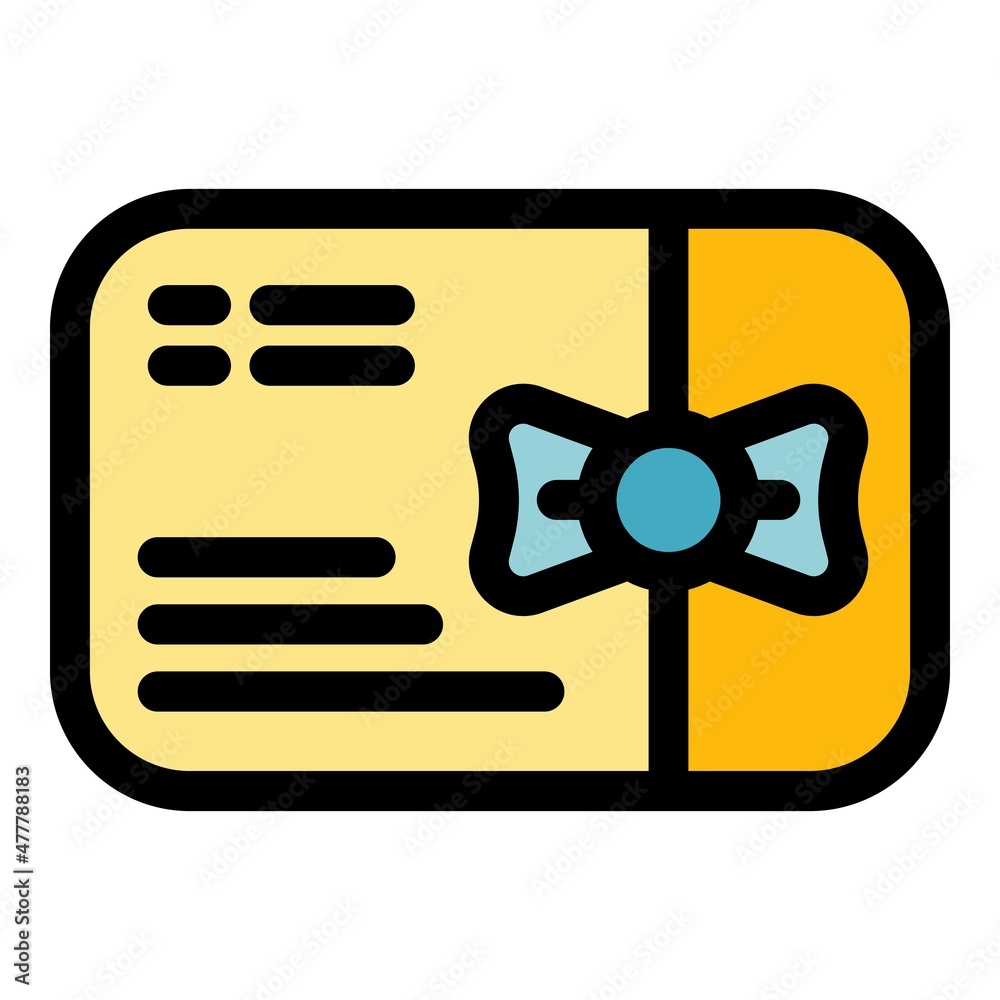 Gift bow voucher icon. Outline Gift bow voucher vector icon color flat isolated Gift bow voucher icon. Outline Gift bow voucher vector icon color flat isolated