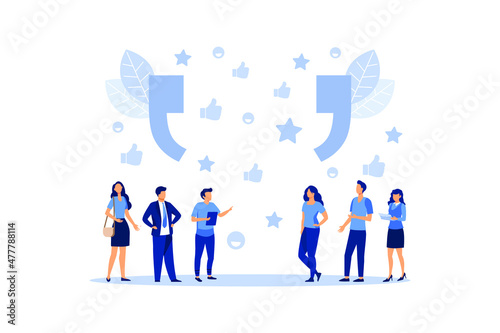 melenkie people leave online reviews about purchased products through the Internet. graphic design illustration for online store. good five star ratings. flat vector illustration 