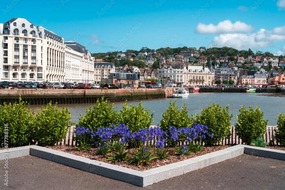 Trouville, France - August 6, 2021: A view at Trouville in Normandy, France Trouville, France - August 6, 2021: A view at Trouville in Normandy, France