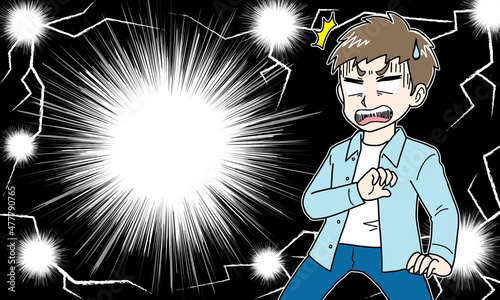 驚いている若い男性のイラスト