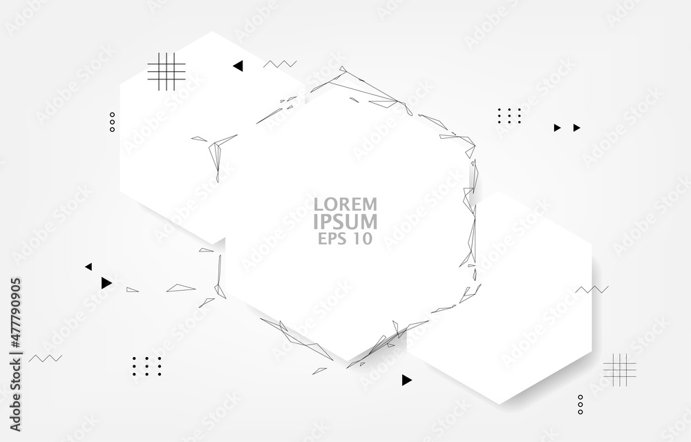 Vector white hexagon shape.geometric white vector background