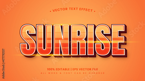 Sunrise Retro 3d Editable Text Style Effect
