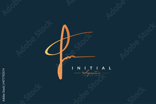 Initial JM or FM Logo Design with Handwriting Style in Gold Gradient. JM or FM Signature Logo or Symbol for Wedding, Fashion, Jewelry, Boutique, Botanical, Floral and Business Identity