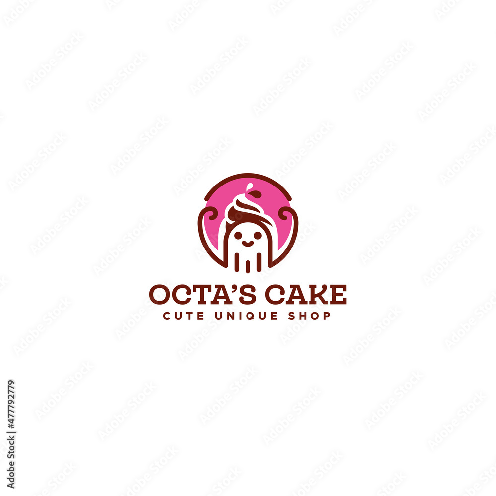 Modern flat colorful design OCTAS CAKE logo design