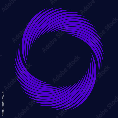Abstract violet vector stripes. Vortex form. Geometric art. Trendy design element for frame, logo, tattoo, sign, symbol, web pages, prints, posters, template, pattern and abstract background