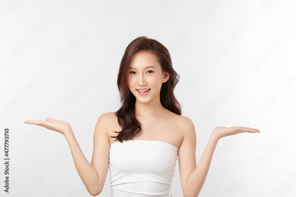 Beautiful young asian woman with clean fresh skin on white background, Face care, Facial treatment, Cosmetology, beauty and spa, Asian women portrait. Beautiful young asian woman with clean fresh skin on white background, Face care, Facial treatment, Cosmetology, beauty and spa, Asian women portrait.