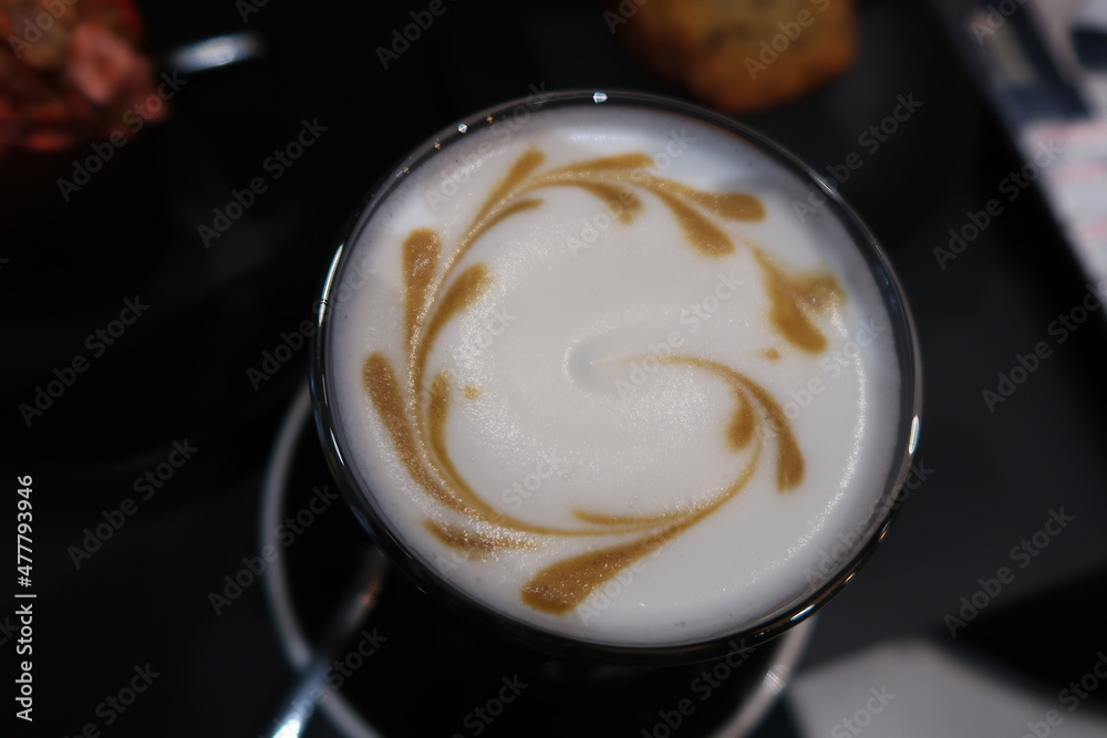 Latte art, at a cafe in Lyon, France. Latte art, at a cafe in Lyon, France.