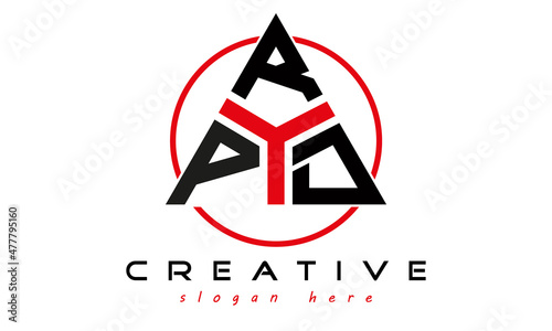 triangle badge with circle PRD letter logo design vector, business logo, icon shape logo, stylish logo template