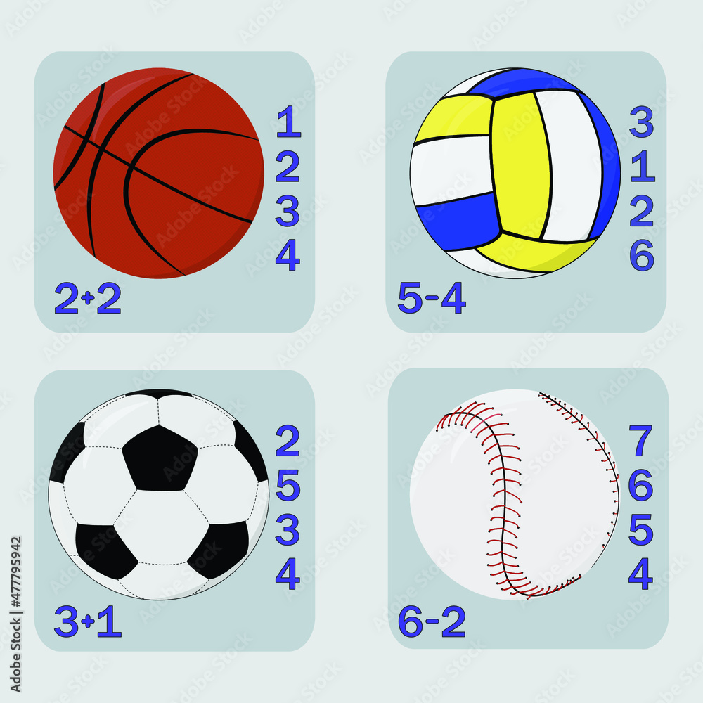 Fototapeta premium worksheet vector design, task to calculate the answer and connect to the correct number. Logic game for children.