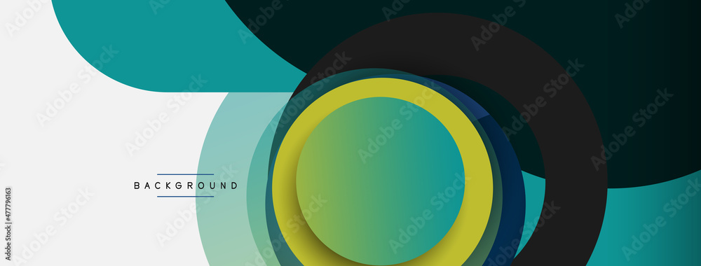 Creative geometric wallpaper. Minimal abstract background. Circles composition vector illustration for wallpaper banner background or landing page Creative geometric wallpaper. Minimal abstract background. Circles composition vector illustration for wallpaper banner background or landing page