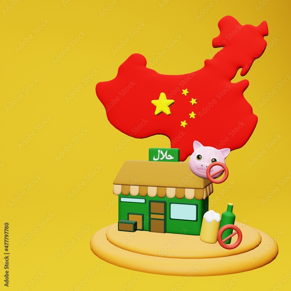 3d rendering of halal and haram food and beverage culinary tourism in China 3d rendering of halal and haram food and beverage culinary tourism in China