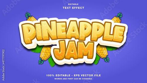 pineapple jam cartoon game title editable text effect