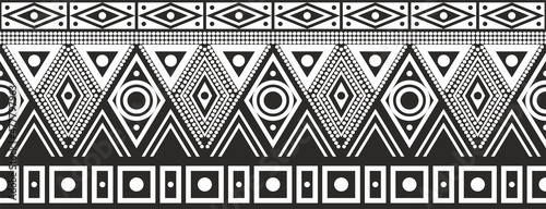Vector monochrome seamless Native American border. Endless pattern of indigenous peoples of America, Aztecs, Mayans, Incas. Native American ornament.
 photo