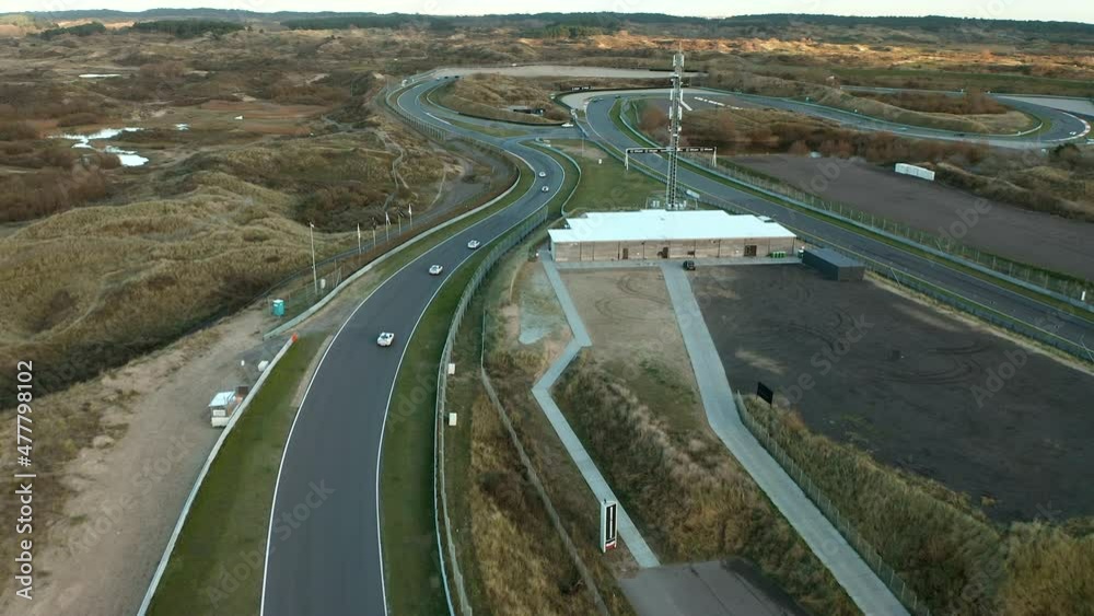 Aerial Of The Zandvoort Circuit In The Netherlands At Daytime - drone shot Aerial Of The Zandvoort Circuit In The Netherlands At Daytime - drone shot