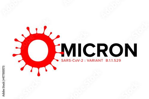 Typography of Omicron variant of COVID. New strain of coronavirus. Vector symbol Omicron.