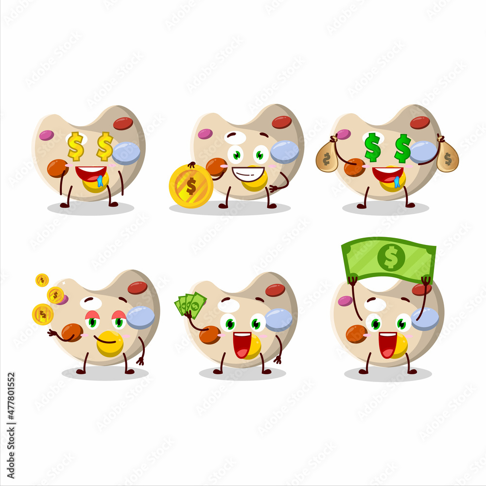 Paint palette cartoon character with cute emoticon bring money Paint palette cartoon character with cute emoticon bring money