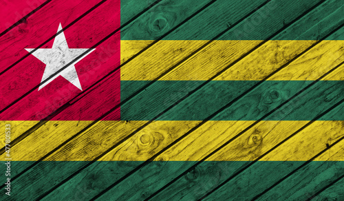 Togo flag on wooden background. 3D image