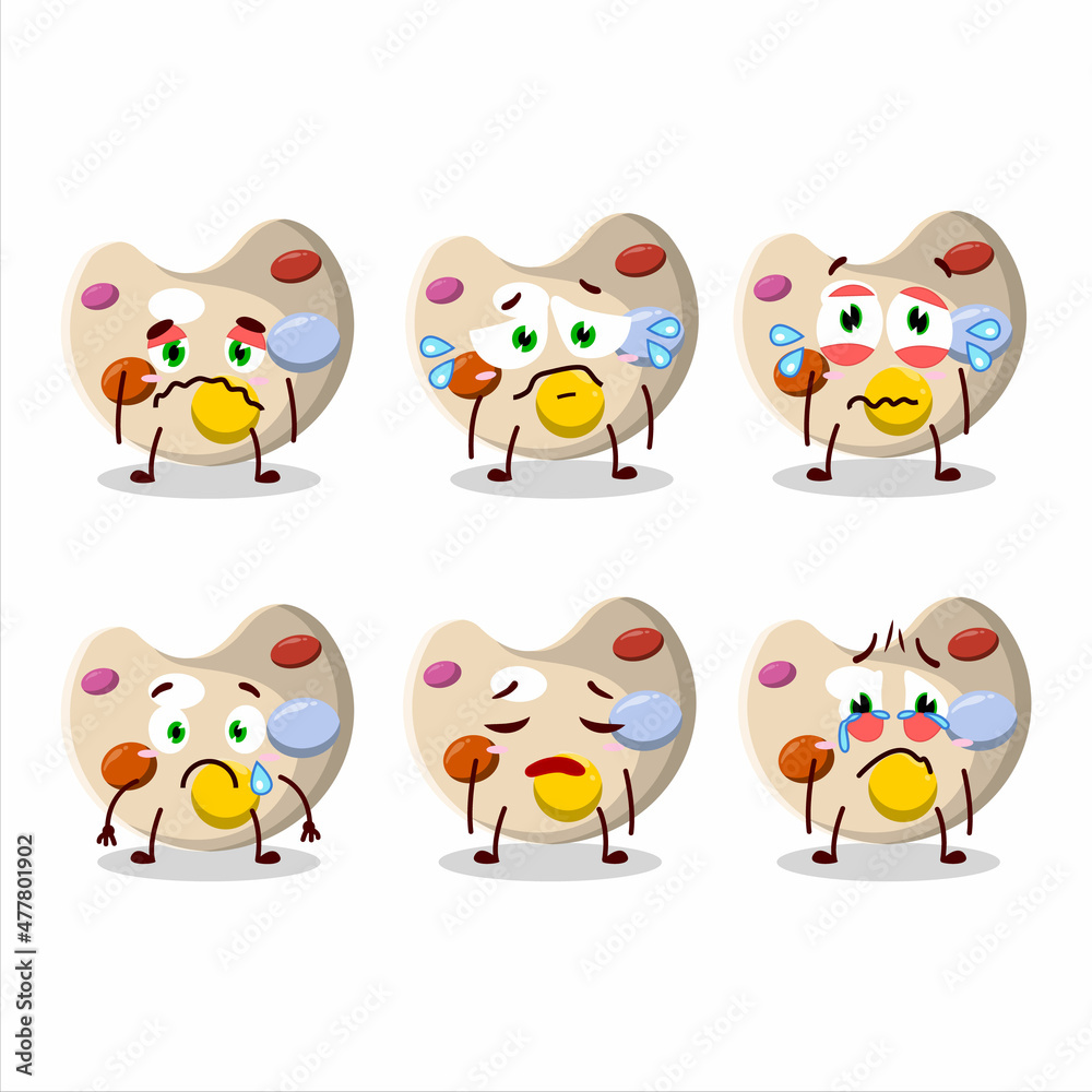 Paint palette cartoon character with sad expression Paint palette cartoon character with sad expression