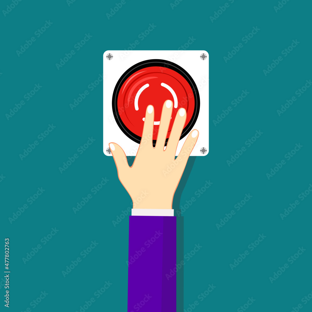 Press the red emergency button. Emergency stop button. Disaster