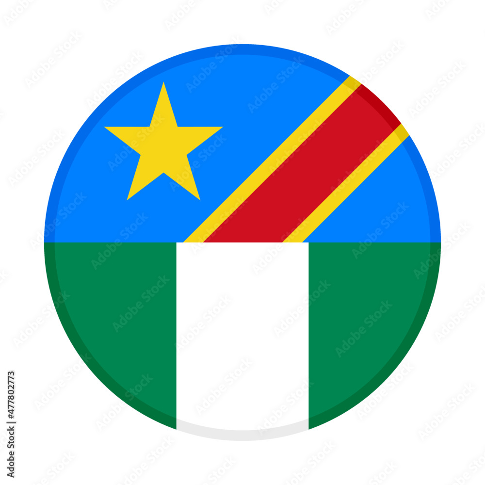 round icon with dr congo and nigeria flags. vector illustration isolated on white background round icon with dr congo and nigeria flags. vector illustration isolated on white background