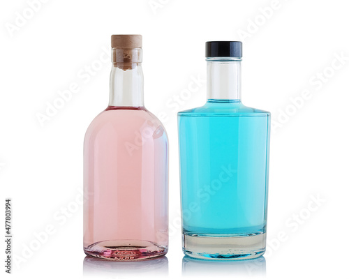Bottles with pink blue gin © Олег 