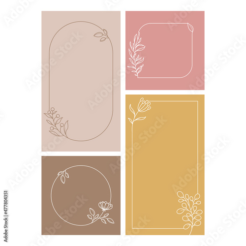 Vector design templates in simple modern style with copy space for text flowers and leaves