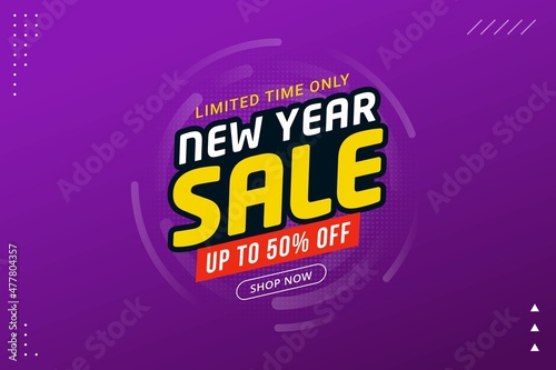 New Year sale discount banner template promotion