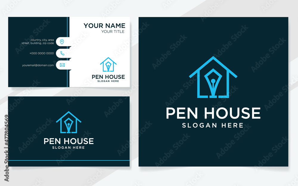 Pen house logo suitable for company with business card template