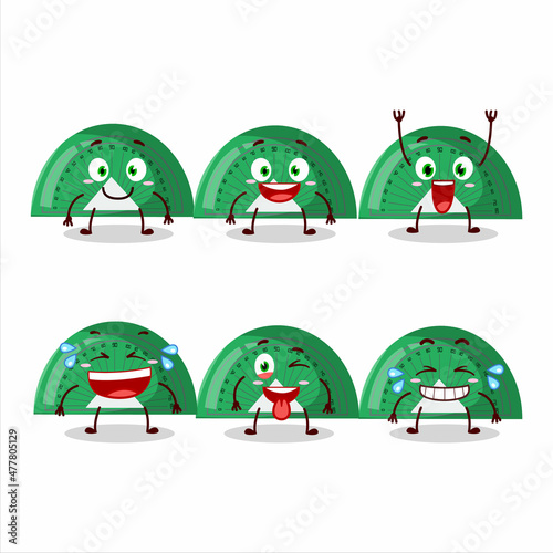 Cartoon character of green arc ruler with smile expression
