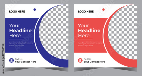 Business podcast social media post template design.  Modern banner design with place for the photo. Usable for social media, banner, and website