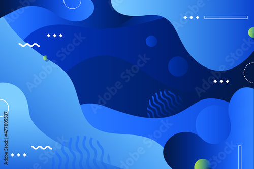 Liquid abstract background. Blue fluid vector banner template for social media, web sites, Wavy shapes