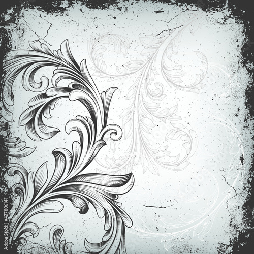 Engraved Floral Background 03