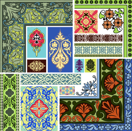 Set of vintage vector frames and pattern 01