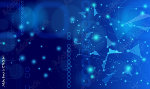 The background image features a triangular shape with rounded corners and dots of light in each position representing the blue tones of digital technology.