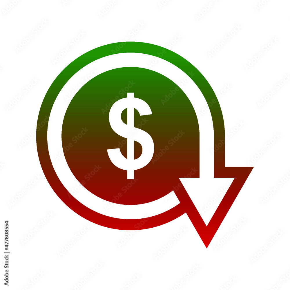 Dollar down icon symbol vector. dollar down symbol vector sign isolated on white background illustration for graphic and web design Dollar down icon symbol vector. dollar down symbol vector sign isolated on white background illustration for graphic and web design