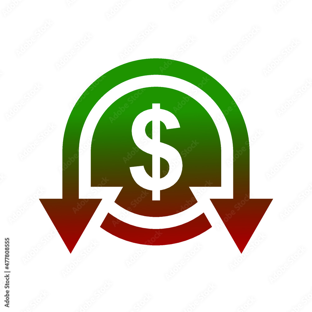 Dollar down icon symbol vector. dollar down symbol vector sign isolated on white background illustration for graphic and web design Dollar down icon symbol vector. dollar down symbol vector sign isolated on white background illustration for graphic and web design