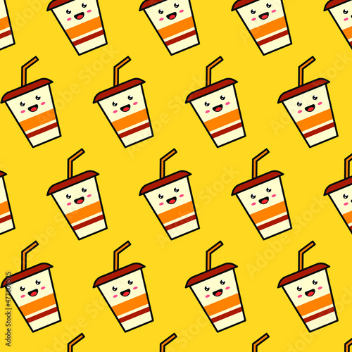 Vector illustration Cute flat design glass cup pattern