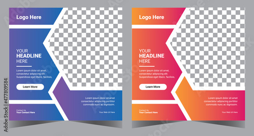 Business podcast social media post template design.  Modern banner design with place for the photo. Usable for social media, banner, and website