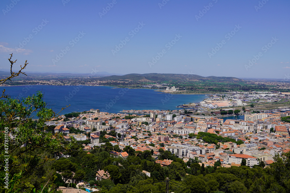 Sete panorama of french city port of town in Herault in Occitanie France