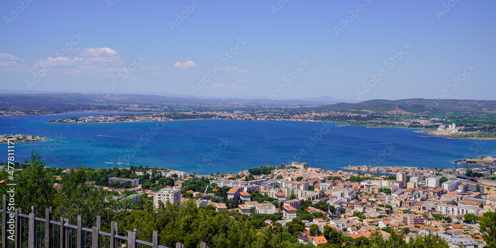 Sete panoramic waterfront of city harbor in Languedoc-Roussillon South France