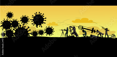Doctors fights witch coronavirus. Vector design